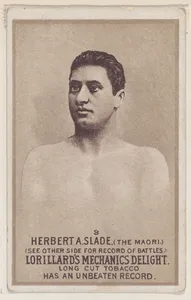 Card 3, Herbert A. Slade, The Maori, from the Prizefighters series (N269) issued by P. Lorillard Company to promote Mechanics Delight Long Cut Tobacco