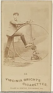 Card 34, from the Girl Cyclists series (N49) for Virginia Brights Cigarettes by Allen & Ginter