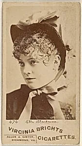 Card 474, Ella Stockman, from the Actors and Actresses series (N45, Type 1) for Virginia Brights Cigarettes by Allen & Ginter