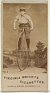 Card 55, from the Girl Cyclists series (N49) for Virginia Brights Cigarettes by Allen & Ginter