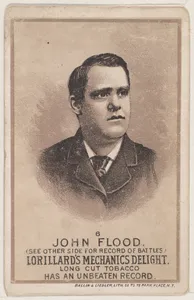 Card 6, John Flood, from the Prizefighters series (N269) issued by P. Lorillard Company to promote Mechanics Delight Long Cut Tobacco