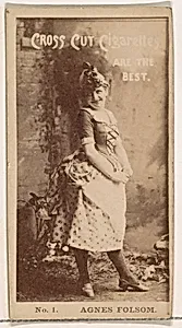 Card Number 1, Agnes Folsom, from the Actors and Actresses series (N145-2) issued by Duke Sons & Co. to promote Cross Cut Cigarettes by W. Duke, Sons & Co.