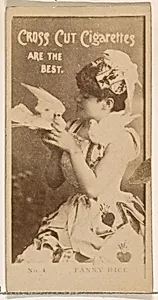Card Number 1, Fanny Rice, from the Actors and Actresses series (N145-2) issued by Duke Sons & Co. to promote Cross Cut Cigarettes by W. Duke, Sons & Co.
