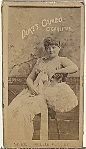 Card Number 107, Mollie Fuller, from the Actors and Actresses series (N145-4) issued by Duke Sons & Co. to promote Cameo Cigarettes by W. Duke, Sons & Co.