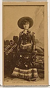 Card Number 110, Bessie Ferrell, from the Actors and Actresses series (N145-2) issued by Duke Sons & Co. to promote Cross Cut Cigarettes by W. Duke, Sons & Co.