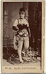 Card Number 121, Eliza Weathersby, from the Actors and Actresses series (N145-4) issued by Duke Sons & Co. to promote Cameo Cigarettes by W. Duke, Sons & Co.