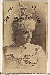 Card Number 136, Lillian Russell, from the Actors and Actresses series (N145-1) issued by Duke Sons & Co. to promote Cross Cut Cigarettes by W. Duke, Sons & Co.