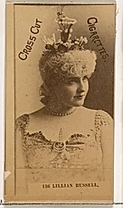 Card Number 136, Lillian Russell, from the Actors and Actresses series (N145-2) issued by Duke Sons & Co. to promote Cross Cut Cigarettes by W. Duke, Sons & Co.