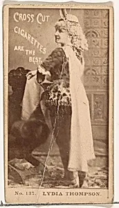 Card Number 137, Lydia Thompson, from the Actors and Actresses series (N145-2) issued by Duke Sons & Co. to promote Cross Cut Cigarettes by W. Duke, Sons & Co.