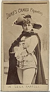 Card Number 14, Leila Farrell, from the Actors and Actresses series (N145-4) issued by Duke Sons & Co. to promote Cameo Cigarettes by W. Duke, Sons & Co.