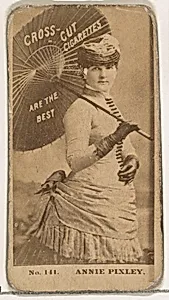 Card Number 141, Annie Pixley, from the Actors and Actresses series (N145-2) issued by Duke Sons & Co. to promote Cross Cut Cigarettes by W. Duke, Sons & Co.