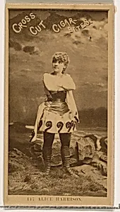 Card Number 147, Alice Harrison, from the Actors and Actresses series (N145-2) issued by Duke Sons & Co. to promote Cross Cut Cigarettes by W. Duke, Sons & Co.