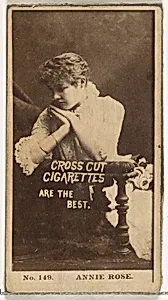 Card Number 149, Annie Robe, from the Actors and Actresses series (N145-2) issued by Duke Sons & Co. to promote Cross Cut Cigarettes by W. Duke, Sons & Co.