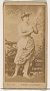 Card Number 157, Emma Carson, from the Actors and Actresses series (N145-2) issued by Duke Sons & Co. to promote Cross Cut Cigarettes by W. Duke, Sons & Co.