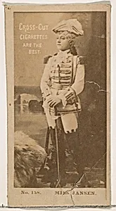 Card Number 158, Miss Marie Jansen, from the Actors and Actresses series (N145-2) issued by Duke Sons & Co. to promote Cross Cut Cigarettes by W. Duke, Sons & Co.