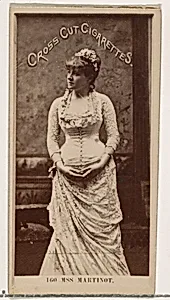 Card Number 160, Miss Sadie Martinot, from the Actors and Actresses series (N145-2) issued by Duke Sons & Co. to promote Cross Cut Cigarettes by W. Duke, Sons & Co.