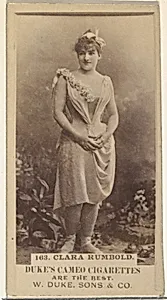 Card Number 163, Carrie Rumbold, from the Actors and Actresses series (N145-5) issued by Duke Sons & Co. to promote Cameo Cigarettes by W. Duke, Sons & Co.