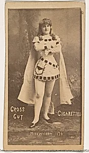 Card Number 170, Miss Wilson, from the Actors and Actresses series (N145-1) issued by Duke Sons & Co. to promote Cross Cut Cigarettes by W. Duke, Sons & Co.