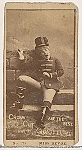 Card Number 175, Miss Devoe, from the Actors and Actresses series (N145-2) issued by Duke Sons & Co. to promote Cross Cut Cigarettes by W. Duke, Sons & Co.