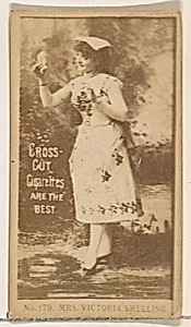 Card Number 179, Mrs. Victoria Shelling, from the Actors and Actresses series (N145-2) issued by Duke Sons & Co. to promote Cross Cut Cigarettes by W. Duke, Sons & Co.