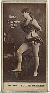 Card Number 180, Louise Perkins, from the Actors and Actresses series (N145-6) issued by Duke Sons & Co. to promote Duke Cigarettes by W. Duke, Sons & Co.