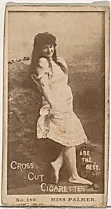 Card Number 180, Miss Palmer, from the Actors and Actresses series (N145-2) issued by Duke Sons & Co. to promote Cross Cut Cigarettes by W. Duke, Sons & Co.