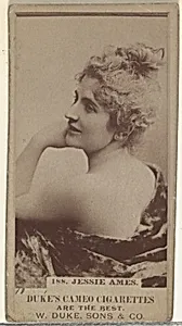 Card Number 188, Jessie Ames, from the Actors and Actresses series (N145-5) issued by Duke Sons & Co. to promote Cameo Cigarettes by W. Duke, Sons & Co.