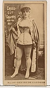 Card Number 189, Gertrude Gardner, from the Actors and Actresses series (N145-2) issued by Duke Sons & Co. to promote Cross Cut Cigarettes by W. Duke, Sons & Co.