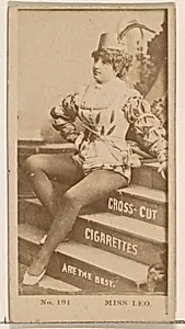 Card Number 191, Miss Leo, from the Actors and Actresses series (N145-2) issued by Duke Sons & Co. to promote Cross Cut Cigarettes by W. Duke, Sons & Co.