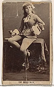 Card Number 197, Miss Ray, from the Actors and Actresses series (N145-2) issued by Duke Sons & Co. to promote Cross Cut Cigarettes by W. Duke, Sons & Co.