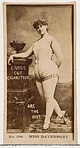 Card Number 199, Fanny Davenport, from the Actors and Actresses series (N145-2) issued by Duke Sons & Co. to promote Cross Cut Cigarettes by W. Duke, Sons & Co.