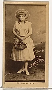 Card Number 20, Miss Seaman, from the Actors and Actresses series (N145-2) issued by Duke Sons & Co. to promote Cross Cut Cigarettes by W. Duke, Sons & Co.