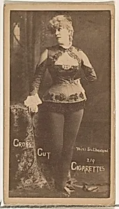 Card Number 219, Sutherland, from the Actors and Actresses series (N145-1) issued by Duke Sons & Co. to promote Cross Cut Cigarettes by W. Duke, Sons & Co.