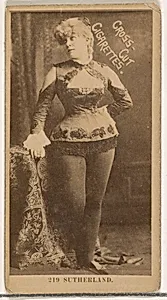 Card Number 219, Sutherland, from the Actors and Actresses series (N145-2) issued by Duke Sons & Co. to promote Cross Cut Cigarettes by W. Duke, Sons & Co.