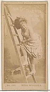 Card Number 222, Miss Myerha, from the Actors and Actresses series (N145-2) issued by Duke Sons & Co. to promote Cross Cut Cigarettes by W. Duke, Sons & Co.