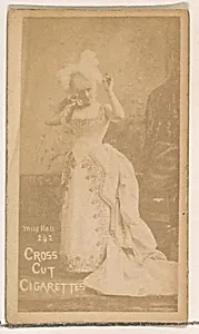 Card Number 242, Miss Hall, from the Actors and Actresses series (N145-1) issued by Duke Sons & Co. to promote Cross Cut Cigarettes by W. Duke, Sons & Co.