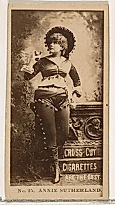 Card Number 25, Annie Sutherland, from the Actors and Actresses series (N145-2) issued by Duke Sons & Co. to promote Cross Cut Cigarettes by W. Duke, Sons & Co.