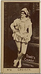 Card Number 3, Greyson, from the Actors and Actresses series (N145-4) issued by Duke Sons & Co. to promote Cameo Cigarettes by W. Duke, Sons & Co.