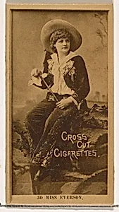 Card Number 30, Miss Everson, from the Actors and Actresses series (N145-2) issued by Duke Sons & Co. to promote Cross Cut Cigarettes by W. Duke, Sons & Co.