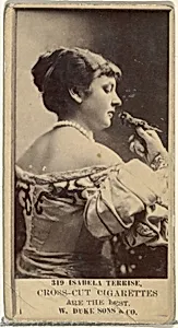 Card Number 319, Isabella Terrise, from the Actors and Actresses series (N145-3) issued by Duke Sons & Co. to promote Cross Cut Cigarettes by W. Duke, Sons & Co.