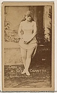 Card Number 335, Miss Marcom, from the Actors and Actresses series (N145-1) issued by Duke Sons & Co. to promote Cross Cut Cigarettes by W. Duke, Sons & Co.