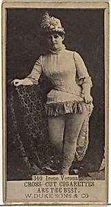 Card Number 340, Irene Verona, from the Actors and Actresses series (N145-3) issued by Duke Sons & Co. to promote Cross Cut Cigarettes by W. Duke, Sons & Co.