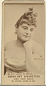Card Number 349, Carrie Rumbold, from the Actors and Actresses series (N145-3) issued by Duke Sons & Co. to promote Cross Cut Cigarettes by W. Duke, Sons & Co.