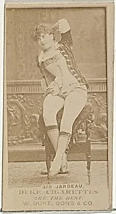 Card Number 375, Miss Jarbeau, from the Actors and Actresses series (N145-7) issued by Duke Sons & Co. to promote Duke Cigarettes by W. Duke, Sons & Co.