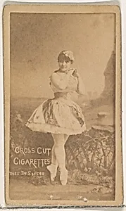 Card Number 47, Miss De Sortes, from the Actors and Actresses series (N145-1) issued by Duke Sons & Co. to promote Cross Cut Cigarettes by W. Duke, Sons & Co.