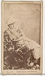Card Number 49, Lillian Russell, from the Actors and Actresses series (N145-2) issued by Duke Sons & Co. to promote Cross Cut Cigarettes by W. Duke, Sons & Co.
