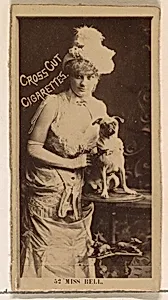 Card Number 52, Miss Bell, from the Actors and Actresses series (N145-2) issued by Duke Sons & Co. to promote Cross Cut Cigarettes by W. Duke, Sons & Co.