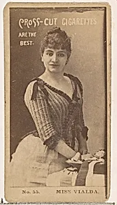 Card Number 55, Miss Vialda, from the Actors and Actresses series (N145-2) issued by Duke Sons & Co. to promote Cross Cut Cigarettes by W. Duke, Sons & Co.