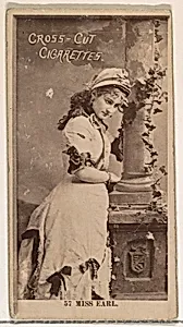 Card Number 57, Miss Earl, from the Actors and Actresses series (N145-2) issued by Duke Sons & Co. to promote Cross Cut Cigarettes by W. Duke, Sons & Co.