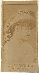 Card Number 596, Mrs. A. Maddick, from the Actors and Actresses series (N145-3) issued by Duke Sons & Co. to promote Cross Cut Cigarettes by W. Duke, Sons & Co.
